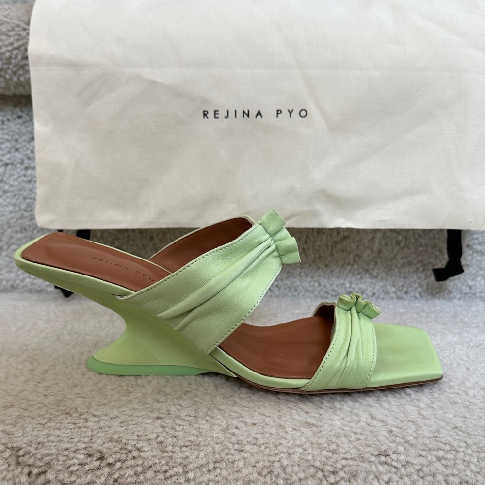 Rejina Pyo Camillia Leather Open Toe Sandals in Melon Green - Picture 6 of 15